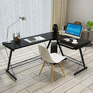 HUIJK L-Shape Corner Computer Desk PC Laptop Study Table Home Office Desk Workstation