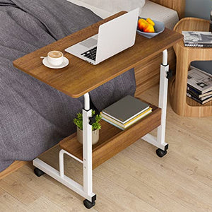 HH&DD Adjustable Side Table with Wheels for Small Spaces,Portable Mobile Laptop Table Small Standing Desk,Rolling Computer Cart Workstation for Sofa and Bed-B 80x40cm(31x16inch)