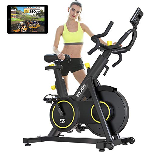 SNODE Magnetic Exercise Bike S9 with APP- Professional Cycling Bike with 4-way Adjustable Multifunctional Handlebar, Compatible with ZWIFT, Kinomap, Iconsole - Max 331 lbs