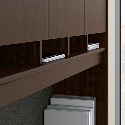 Bush Business Furniture Series C 72W U Shaped Desk with Height Adjustable Bridge, Hutch and Storage in Mocha Cherry