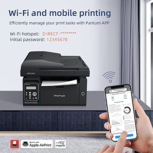 Pantum M6552NW Black and White Multifunctional Laser Printer, Scanner Copier All in One, with 1 Pack PB-211EV 1500 Pages Yield Toner Cartridge Highly Cost-Effective