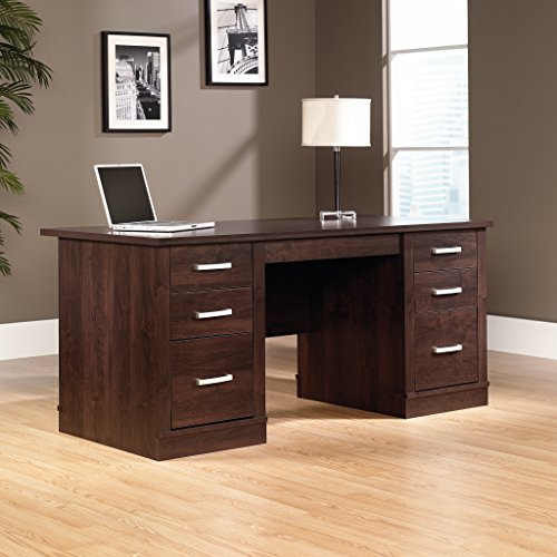 Sauder 408289 Office Port Executive Desk, Dark Alder Finish