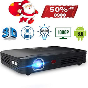 Projector 3500lumens Mini Portable DLP 3D Video Projector Max 300 '' Home Theater Projector Support 1080P HDMI WiFi Bluetooth USB VGA PS4 Great for Gaming Business Education Built-in Speaker&Battery