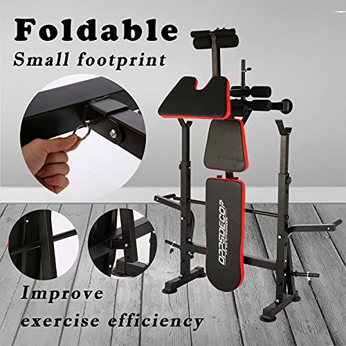 OppsDecor Weight Bench Adjustable Workout Bench Fitness Barbell Rack Strength Training for Home Gym (Carbon)