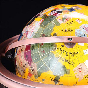 HXHBD Globes Antique Gemstone World Globe with Rotating Stand Geography Educational Home Decor Globes of The World with Stand,Chinese and English map/68 (Color : Metallic, Size : 15cm)