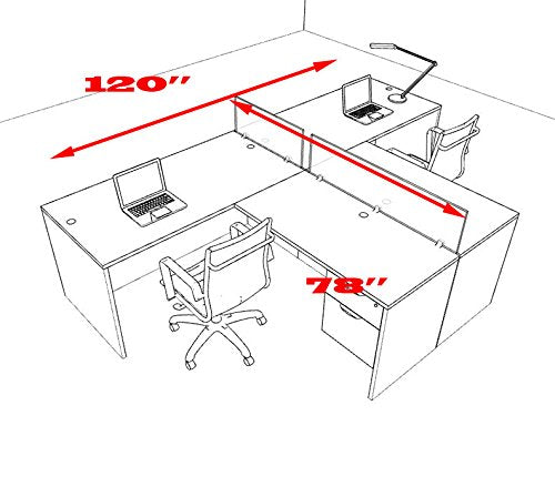 Two Person L Shaped Divider Office Workstation Desk Set, OT-SUL-SP54
