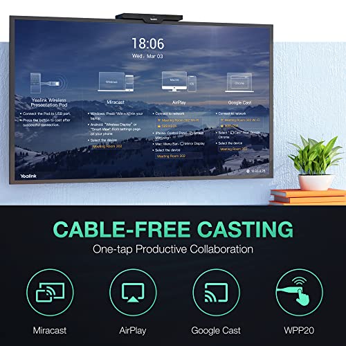 Yealink RoomCast 4K Ultra HD Wireless Presentation Pod for Effective Collaboration