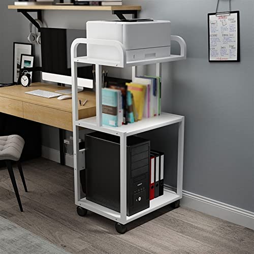 LOVULIFE Computer Tower Stand Printer Table with Extended Desktop Host Storage Shelf