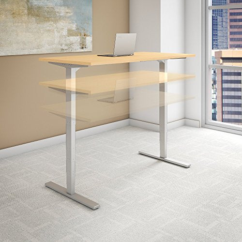 Move 80 Series by Bush Business Furniture 60W x 30D Height Adjustable Standing Desk in Natural Maple with Cool Gray Metallic Base