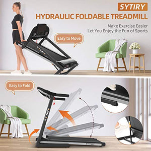 sytiry Home Treadmill with 12-Inch Touchscreen, 3.25HP Folding Treadmill, Aerobic Exercise Machine with APP Online Entertainment, Video Playback, Suitable for Jogging, Walking,Running