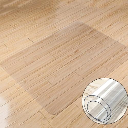 RIBONI Vinyl Rectangular Chair Mat Protector for Hard Floors - Clear - 140X180CM