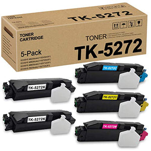5 Pack-2BK+1C+1M+1Y TK5272 TK-5272 1T02TV0US0 1T02TVCUS0 1T02TVBUS0 1T02TVAUS0 Toner Cartridge Replacement for Kyocera ECOSYS M6635cidn (1102V12US1) P6230cdn (1102TV2US1) Toner Kit Printer