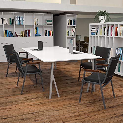 Flash Furniture 4 Pack HERCULES Series Black Vinyl Stack Chair with Arms