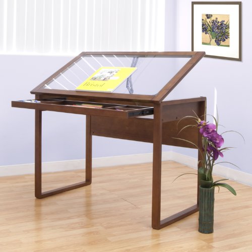 Offex Ponderosa Glass Topped Table Sonoma Brown