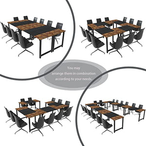 Bonzy Home Conference Tables 24ft Office Computer Desk - Modern Black 8PCS