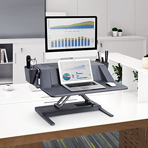 FlexiSpot Sit Stand Smart Workstation M6MG 30 inch Standing Desk Riser Height Adjustable Stand up Desk Home Office Desk Stand for Live Stream/Makeup/Photography/Video (Workstation Only)