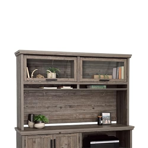 Sauder Aspen Post Hutch in Pebble Pine/Brown