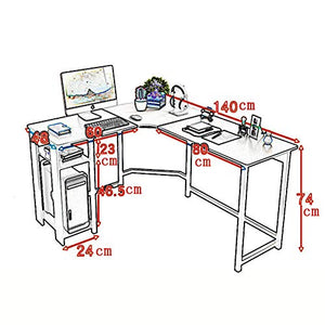 White Corner Desk, Computer Office Desk, L-Shaped White Corner Desk Computer Workstation, Reversible Desktop, Anti Slip Study Desk Computer Office Table Home Office White Frame