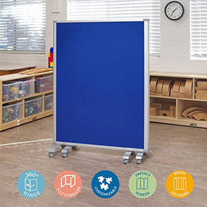 ECR4Kids Mobile Dry-Erase Room Divider and Partition, Double-Sided, Rolling Caster Wheels, 3-Panel Dry-Erase Board, Collapses for Easy Storage