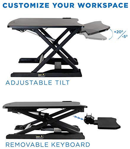 Mount-It! Electric Standing Desk Converter, Motorized Sit Stand Desk with Built in USB Port, Ergonomic Adjustable Workstation, Black (MI-7965)