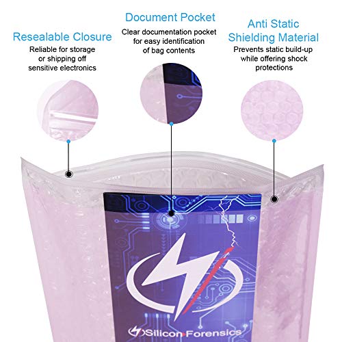 Anti Static Bubble Bags, Resealable Static Shielding Bag, Reusable for Sensitive Electronic Components (Large Qty 100)
