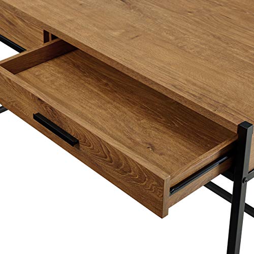 Caffoz 48" Writing Desk | Study Computer Desk | Oak Brown | Laptop PC Table Workstation with 2 Drawers for Home Office | Storage Space Saver