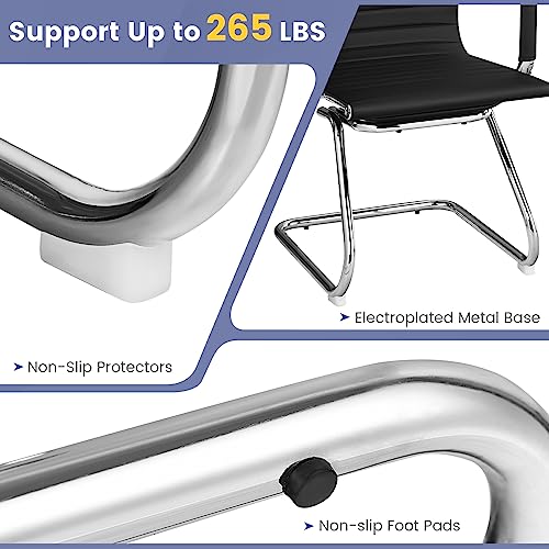 Tangkula Office Guest Chair Set of 4 - Heavy Duty Reception Chairs with Arm Sleeves & Sled Base