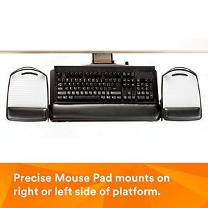 3M Keyboard Tray with Adjustable Keyboard and Mouse Platforms, Turn Knob to Adjust Height and Tilt, Swivels and Stores Under Desk, Gel Wrist Rest and Precise Mouse Pad, 17.75" Track, Black (AKT80LE)
