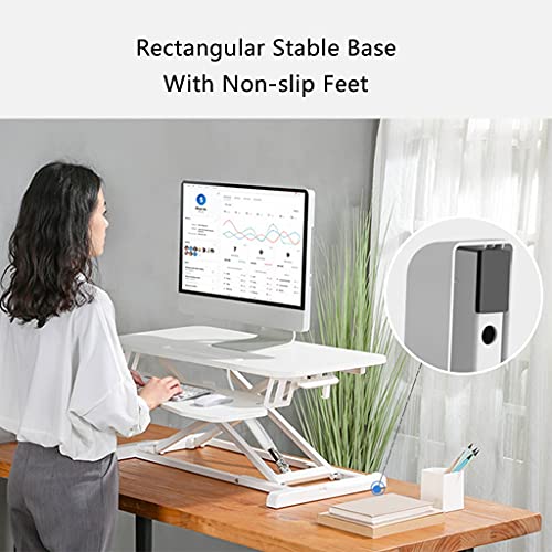 31.4inch Standing Desk Converter Height Adjustable Sit to Stand Up Desk Riser Home Office Desk Workstation with Keyboard Tray Gas Spring Lift Black (Color : Black)