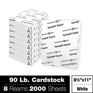 Springhill White 8.5” x 11” Cardstock Paper, 90lb, 163gsm, 2,000 Sheets (8 Reams) – Premium Lightweight Cardstock, Printer Paper with Smooth Finish for Greeting Cards, Flyers, Scrapbooking – 015101C