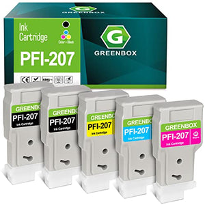 GREENBOX Compatible Ink Cartridges Replacement for Canon PFI-207 PFI-207MBK PFI-207BK PFI-207C PFI-207M PFI-207Y 8789B001 8788B0011 8790B001 8792B001 8791B001 for IPF 680 Printer (MBK, BK, C, M, Y)