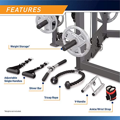 Marcy Smith Cage Machine with Workout Bench and Weight Bar Home Gym Equipment SM-4008