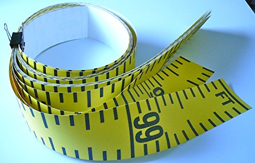Floor Tape – Adhesive Backed – 4 Inch Wide X 100 Foot Long – Vertical Up – Fractional – 1” Grads – Yellow – 16 Pieces