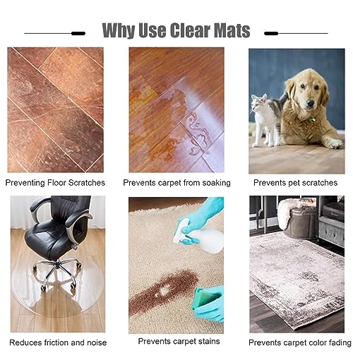 ENWINDXS Clear Plastic Vinyl Rug Protector Chair Mat for Hardwood Floor, Non-Slip Scratch Resistant Indoor Mat
