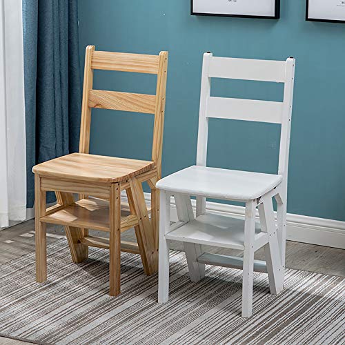 QDY Portable 4 Step Folding Step Stool Ladder Shelf Wood Color 40X40X89CM