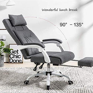 KouRy Office Chair with Adjustable Tilt Angle and Thick Padding, Gray