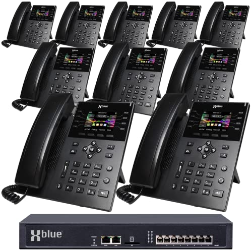 Xblue QB2 System Bundle with 10 IP8g IP Phones - Auto Attendant, Voicemail, Cell & Remote Extensions, Call Recording