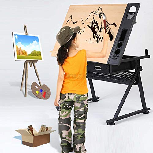 BOPP Drafting Table, Drafting Table Desk Adjustable Height Angle with Drawers and Tray, with Stool Tiltable Tabletop Drawing Table Art Desk for Adults Artists and Architecture