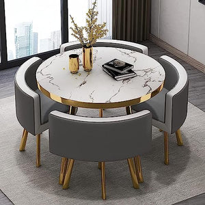 HSHBDDM Office Reception Room Club Table Set - Round Dining Furniture for 4