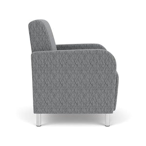 Lesro Siena Fabric Lounge Reception Guest Chair in Gray/Brushed Steel