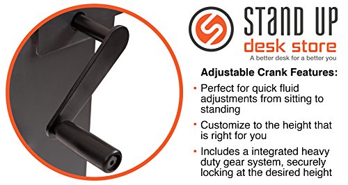 Stand Up Desk Store Crank Adjustable Height Rolling Standing Desk (Black Frame/Natural Walnut Top, 48" Wide)