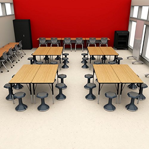 Norwood Commercial Furniture Adjustable-Height Rectangle Activity Table, 24" x 60", Oak/Black