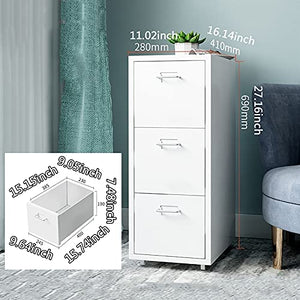 Nieke 3 Drawer Metal Steel Storage Cabinet, Rolling