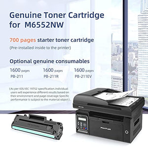 Pantum M6552NW Black and White Multifunctional Laser Printer, Scanner Copier All in One, with 1 Pack PB-211EV 1500 Pages Yield Toner Cartridge Highly Cost-Effective