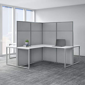 Bush Business Furniture Easy Office 4 Person L Shaped Cubicle Desk Workstation, 60W x 66H, Pure White