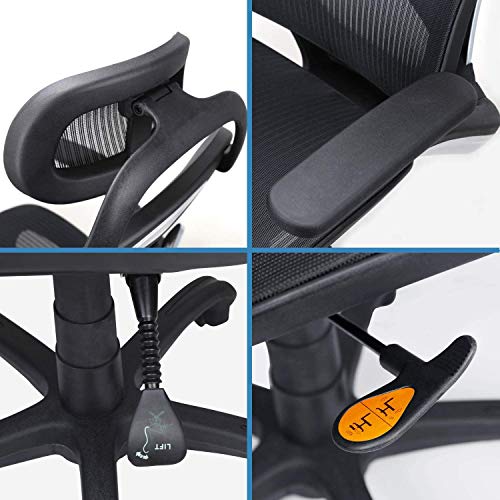 Ergonomic Office Task Chair,Desk Chair, High Back Executive Home Office Desk Chair with Arms Adjustable Height Back Lumbar Support Mesh Heavy Duty