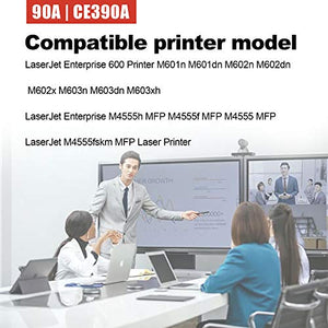 2 Pack Compatible 90A | CE390A Toner Cartridge Replacement for HP Enterprise 600 Printer M601n M603n M603dn M603xh M4555h MFP M4555f MFP M4555 MFP M4555fskm MFP Printers Cartridge