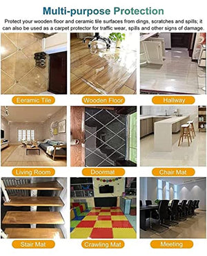 ZHOUHONG Clear Hard-Floor Chair Mat Protector for Hardwood Floors - Non-Skid, Waterproof - Multiple Sizes