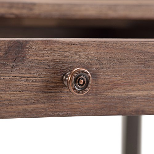 SIMPLIHOME Ralston SOLID WOOD and Metal Modern Industrial 60 inch Wide Home Office Desk, Writing Table, Workstation, Study Table Furniture in Rustic Natural Aged Brown with 2 Drawerss