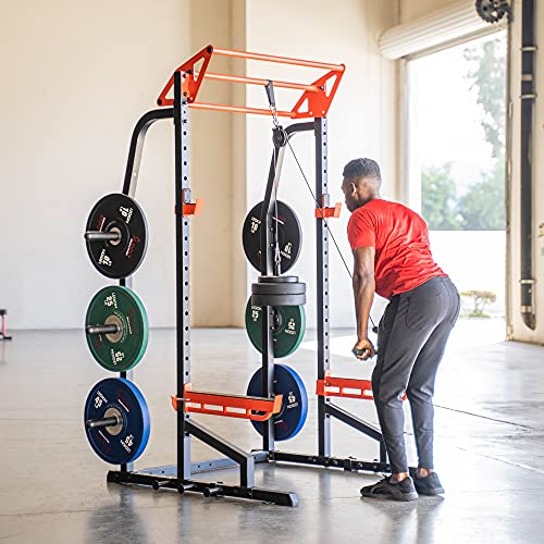 Sunny Health & Fitness Power Zone Half Rack Heavy Duty Performance Power Cage with 1000 LB Weight Capacity – SF-XF9933